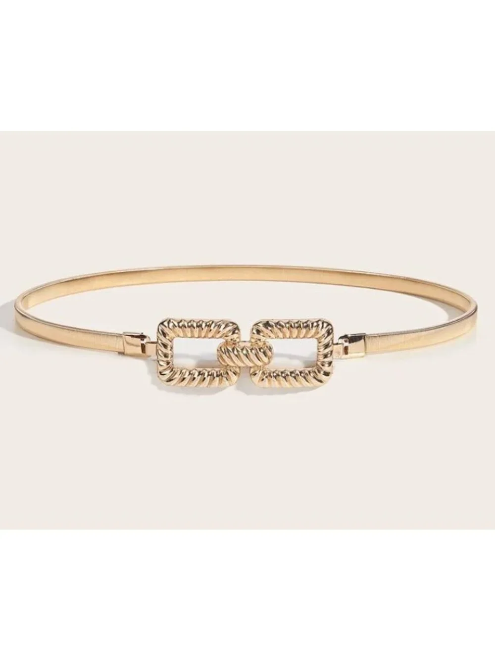 Gold Metal Chain Link Belt With Skinny Stretchy Waistband